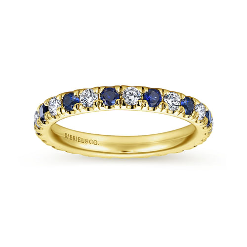 Bari - French Pave  Eternity Sapphire and Diamond Ring in 14K Yellow Gold - 0.37 ct - Shot 4
