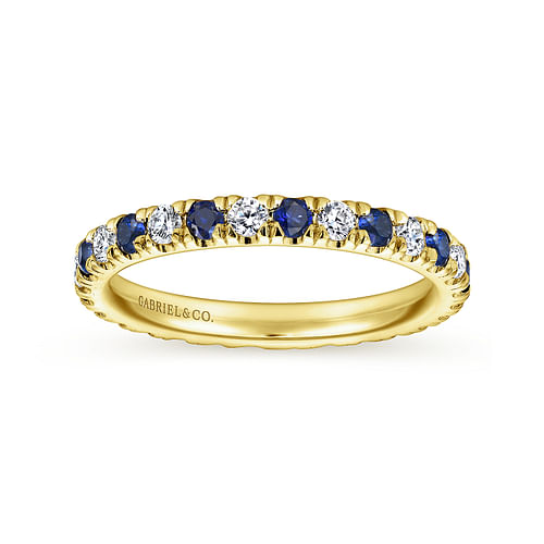 Bari - French Pave  Eternity Sapphire and Diamond Ring in 14K Yellow Gold - 0.4 ct - Shot 4
