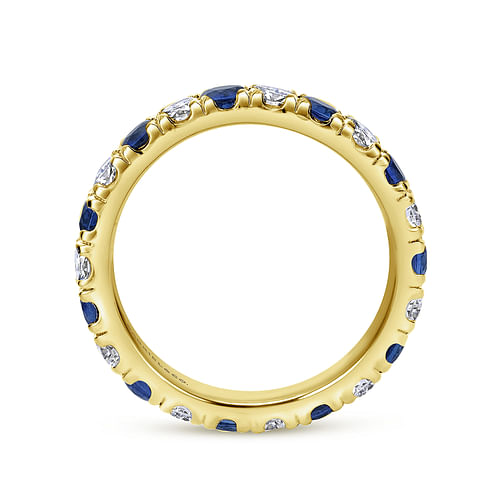 Bari - French Pave  Eternity Sapphire and Diamond Ring in 14K Yellow Gold - 0.62 ct - Shot 2