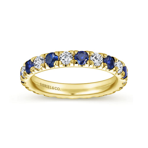 Bari - French Pave  Eternity Sapphire and Diamond Ring in 14K Yellow Gold - 0.62 ct - Shot 4