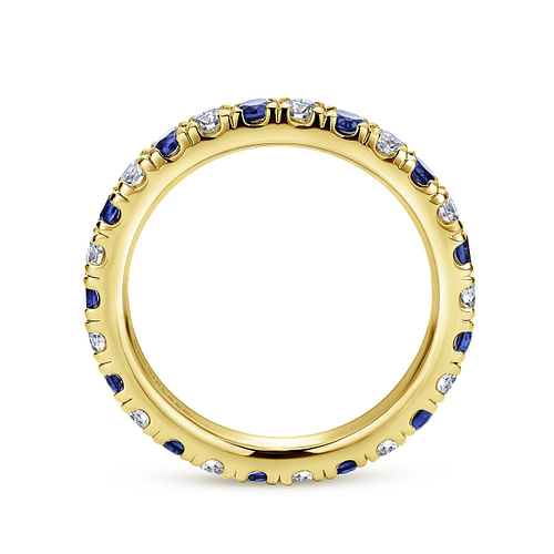 Bari - French Pave  Eternity Sapphire and Diamond Ring in 14K Yellow Gold - 0.73 ct - Shot 2