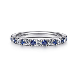 Bari - Platinum 15 Stone Diamond and Sapphire Anniversary Band