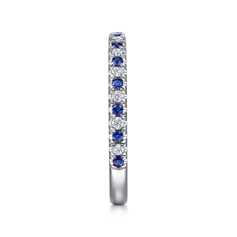 Straight Wedding Ring in Platinum with Round Sapphire at Gabriel & Co. - Shot 4