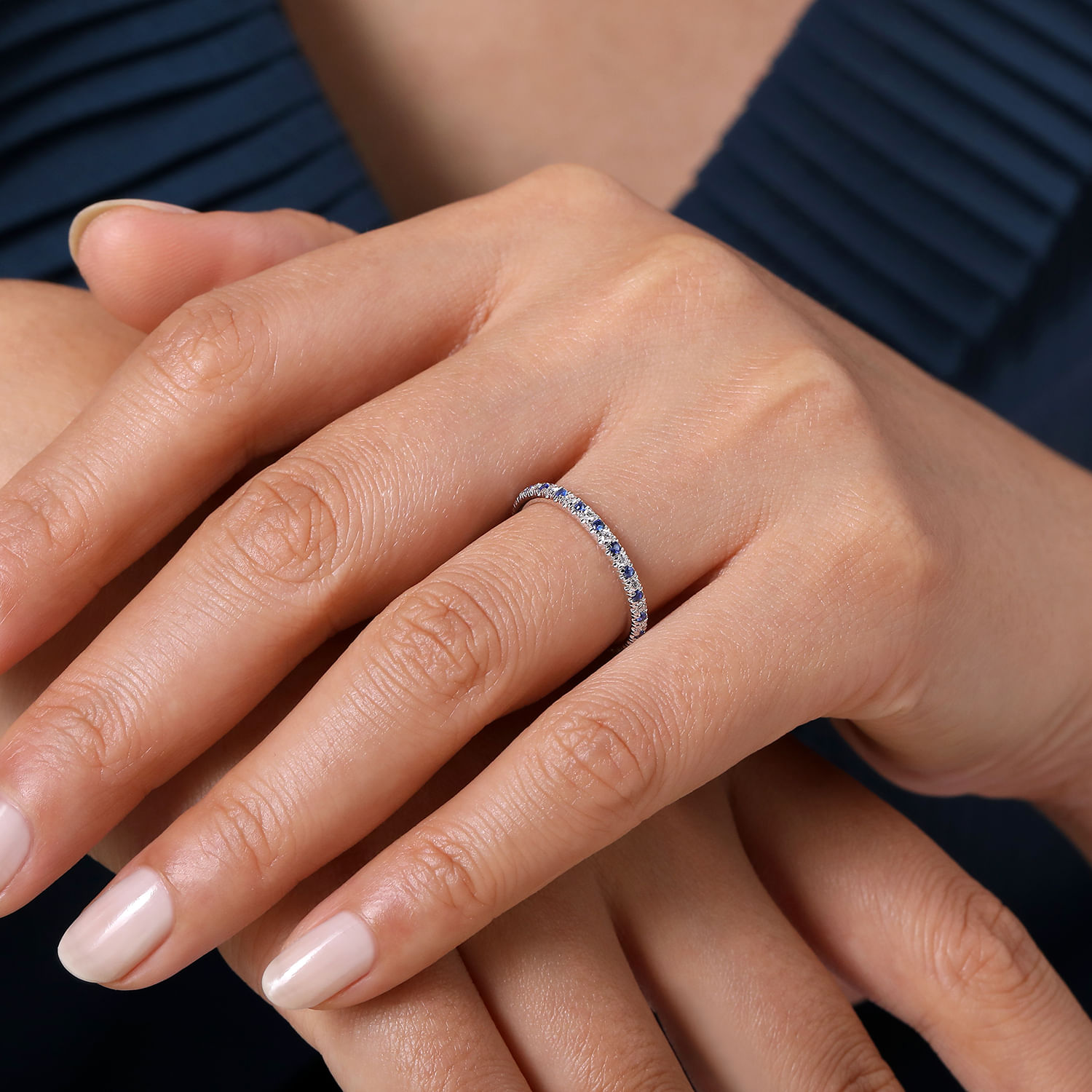 Bari - Platinum Diamond and Sapphire Anniversary Band