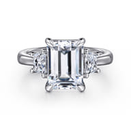 Barie - 14K White Gold Trapezoid Cut Three Stone Diamond Engagement Ring