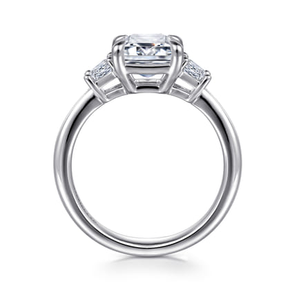 Barie - 14K White Gold Trapezoid Cut Three Stone Diamond Engagement Ring