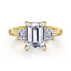 Barie - 14K Yellow Gold Trapezoid Cut Three Stone Diamond Engagement Ring