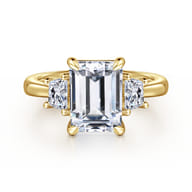 Barie - 14K Yellow Gold Trapezoid Cut Three Stone Diamond Engagement Ring