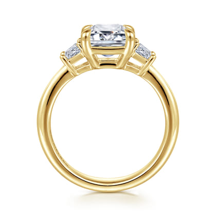 Barie - 14K Yellow Gold Trapezoid Cut Three Stone Diamond Engagement Ring