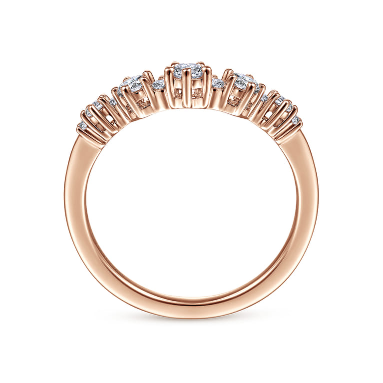 Curved Wedding Ring in 14k Rose Gold with Round Natural Diamond at Gabriel & Co. - Shot 2