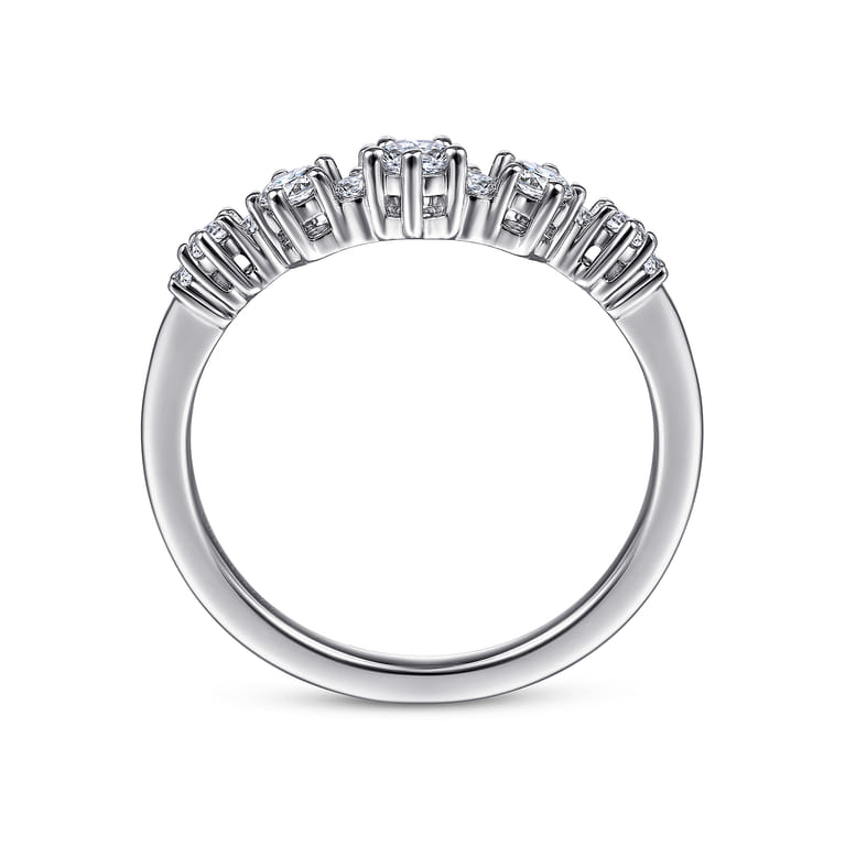 Curved Wedding Ring in 14k White Gold with Round Natural Diamond at Gabriel & Co. - Shot 2