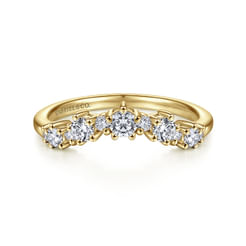 14K Yellow Gold Curved Diamond Anniversary Band