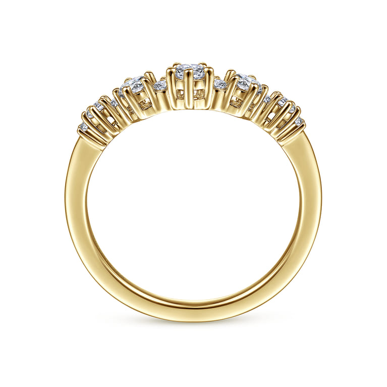 Curved Wedding Ring in 14k Yellow Gold with Round Natural Diamond at Gabriel & Co. - Shot 2