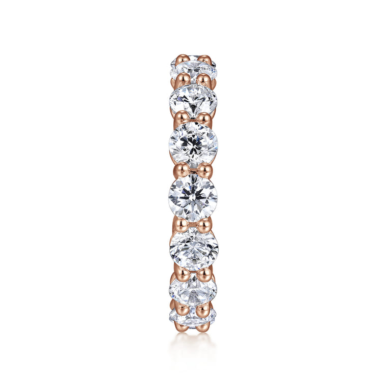 Eternity Band Wedding Ring in 14k Rose Gold with Round Natural Diamond at Gabriel & Co. - Shot 4