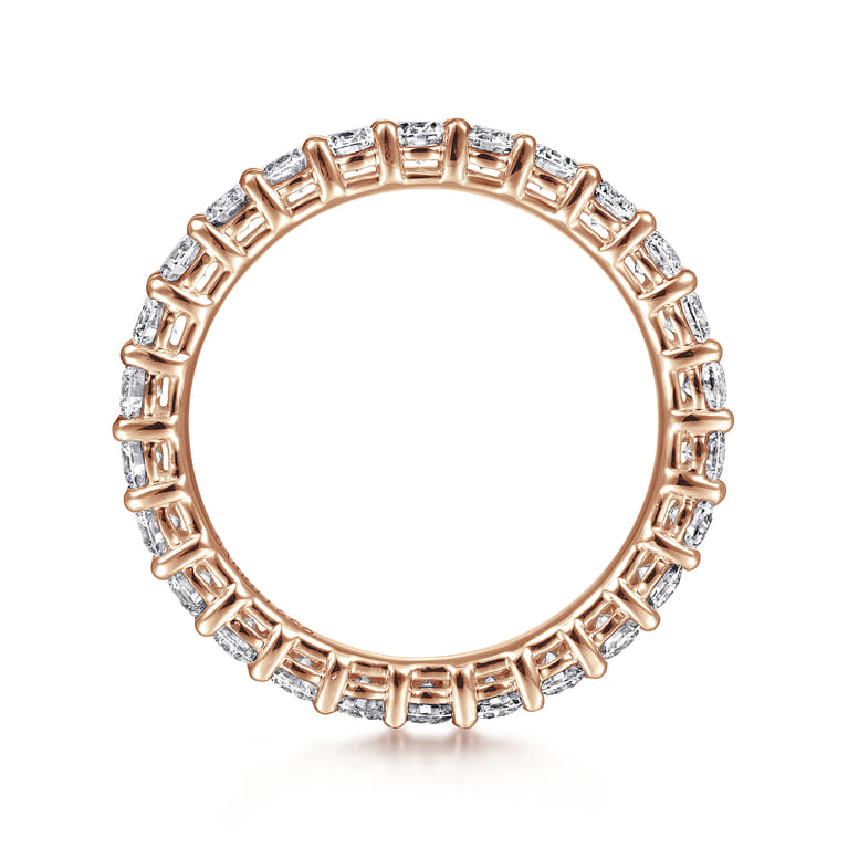 Eternity Band Wedding Ring in 14k Rose Gold with Round Natural Diamond at Gabriel & Co. - Shot 2