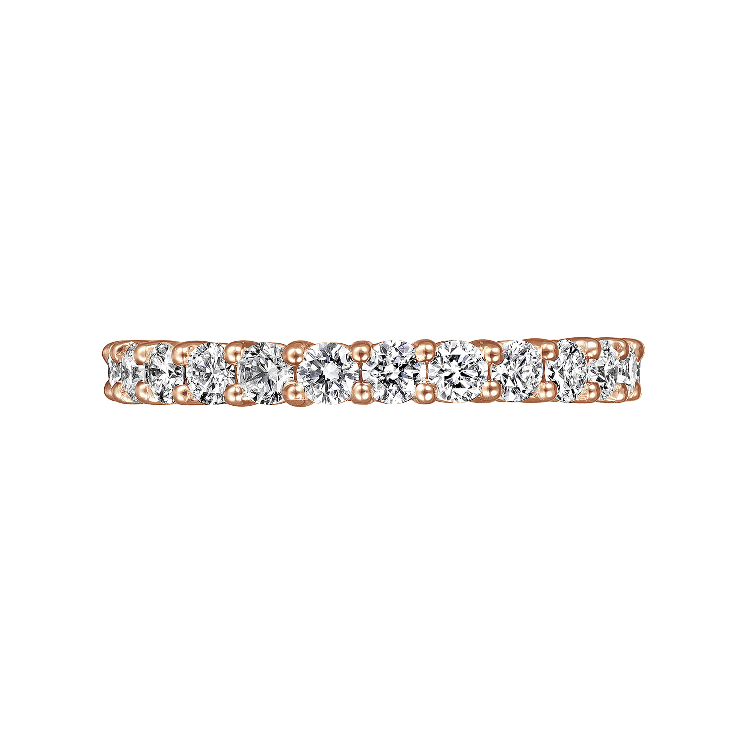 Eternity Band Wedding Ring in 14k Rose Gold with Round Natural Diamond at Gabriel & Co. - Shot 5