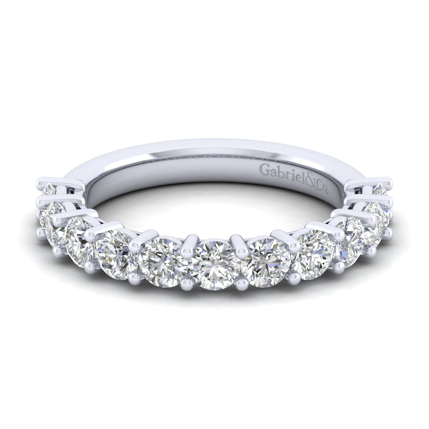 14K White Gold 11 Stone Shared Prong Diamond Anniversary
