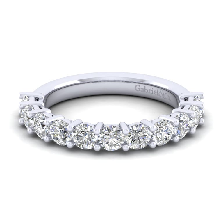 Straight Wedding Ring in 14k White Gold with Round Natural Diamond at Gabriel & Co. - Shot 1