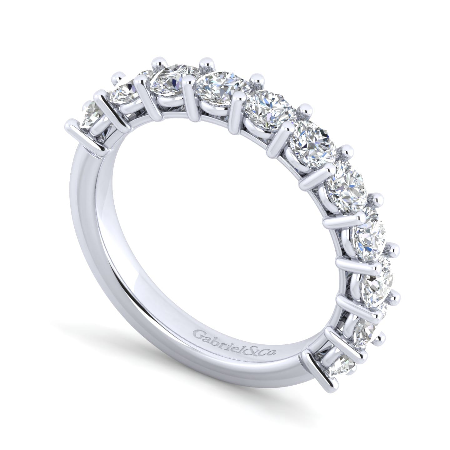 Straight Wedding Ring in 14k White Gold with Round Natural Diamond at Gabriel & Co. - Shot 3
