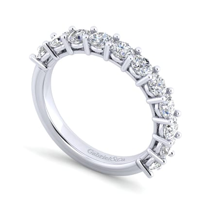 Basque - 14K White Gold 11 Stone Shared Prong Diamond Anniversary Band