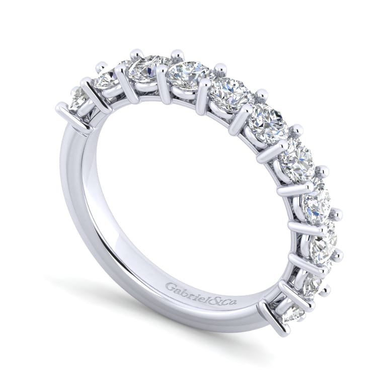 Straight Wedding Ring in 14k White Gold with Round Natural Diamond at Gabriel & Co. - Shot 3