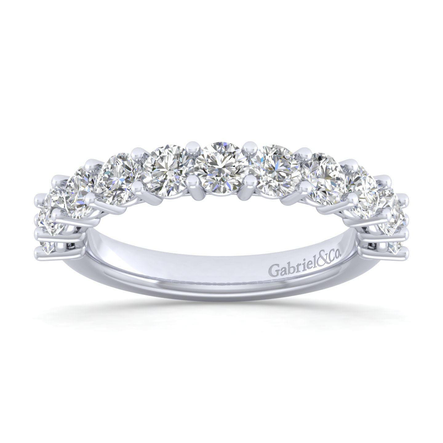 Straight Wedding Ring in 14k White Gold with Round Natural Diamond at Gabriel & Co. - Shot 4