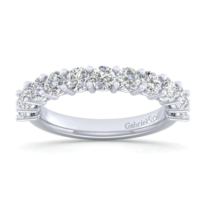 Basque - 14K White Gold 11 Stone Shared Prong Diamond Anniversary Band