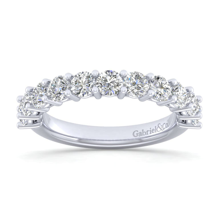 Straight Wedding Ring in 14k White Gold with Round Natural Diamond at Gabriel & Co. - Shot 4