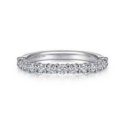Basque - 14K White Gold 13 Stone Shared Prong Diamond Anniversary Band