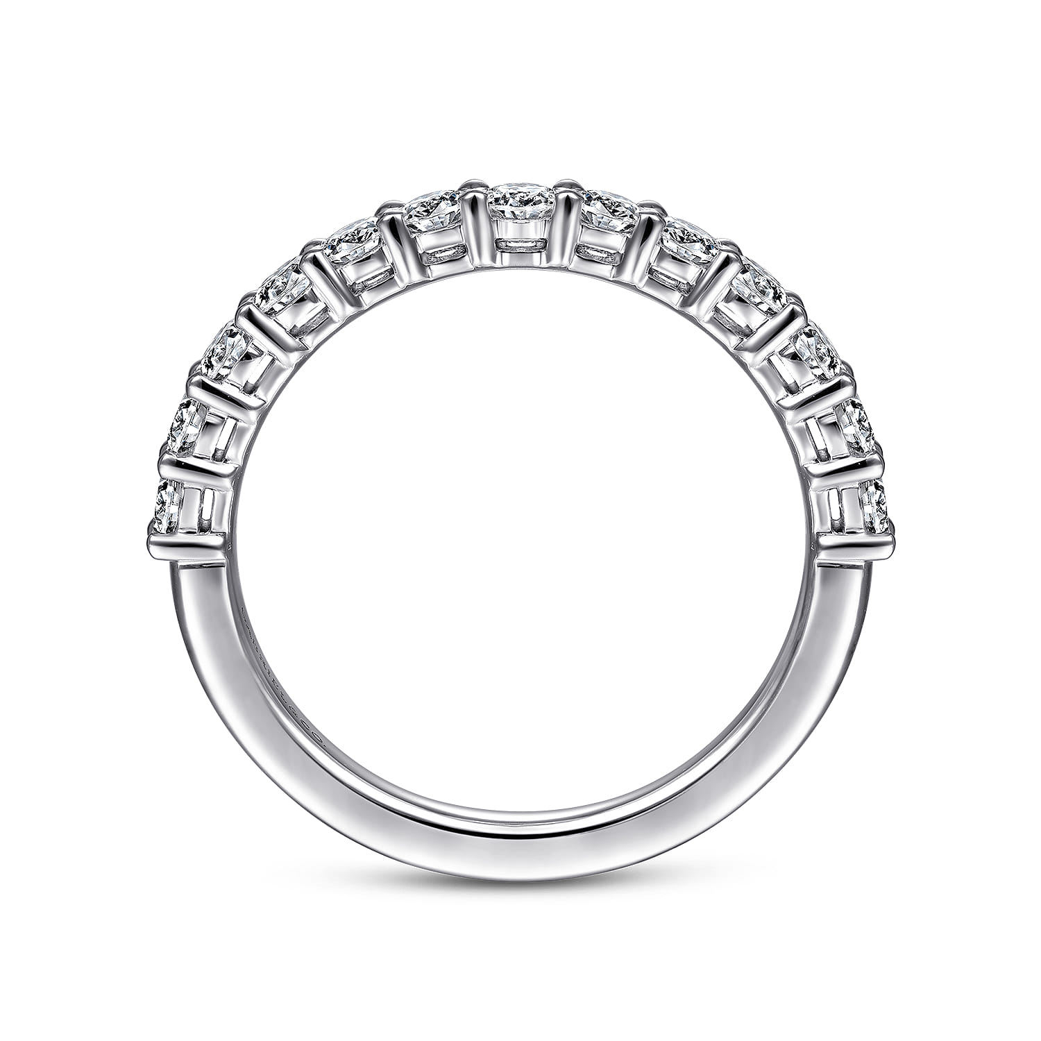 Straight Wedding Ring in 14k White Gold with Round Natural Diamond at Gabriel & Co. - Shot 2