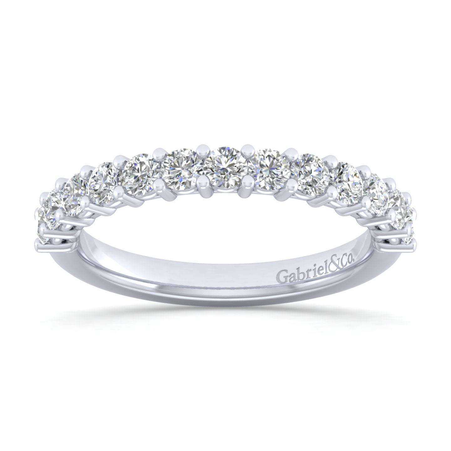 Straight Wedding Ring in 14k White Gold with Round Natural Diamond at Gabriel & Co. - Shot 5