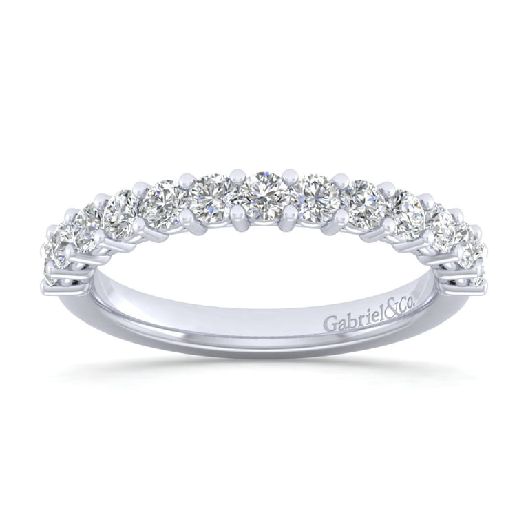 Straight Wedding Ring in 14k White Gold with Round Natural Diamond at Gabriel & Co. - Shot 5