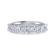 Basque - 14K White Gold 7 Stone Shared Prong Diamond Anniversary Band