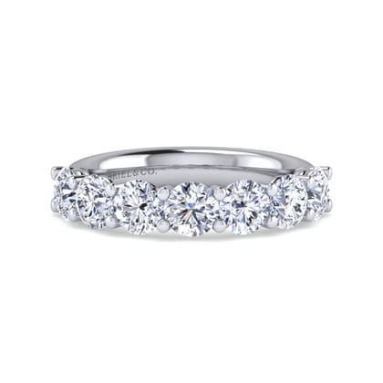 Basque - 14K White Gold 7 Stone Shared Prong Diamond Anniversary Band