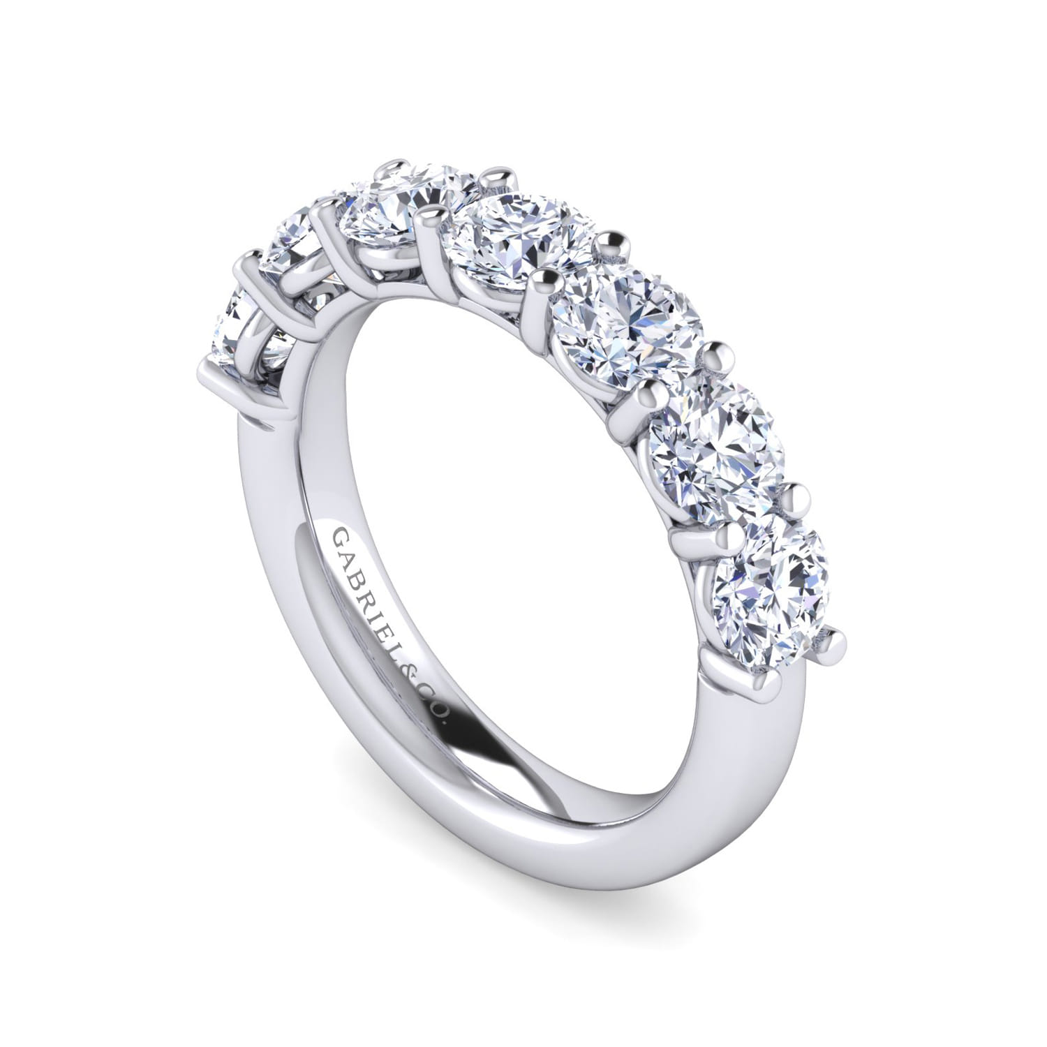 Fancy Wedding Ring in 14k White Gold with Round Natural Diamond at Gabriel & Co. - Shot 3