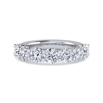 Basque - 14K White Gold 7 Stone Shared Prong Diamond Anniversary Band