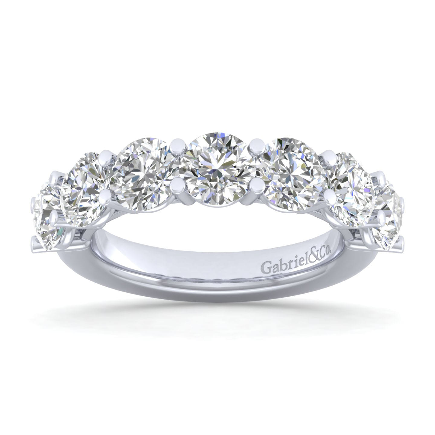 Fancy Wedding Ring in 14k White Gold with Round Natural Diamond at Gabriel & Co. - Shot 5