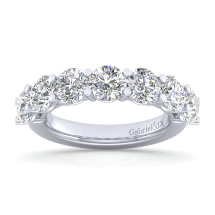 Basque - 14K White Gold 7 Stone Shared Prong Diamond Anniversary Band