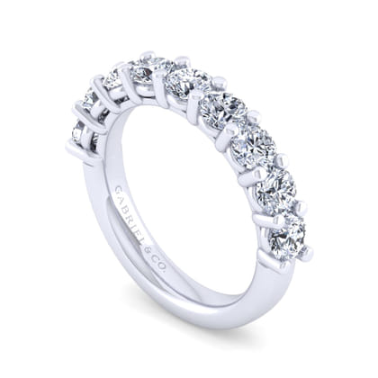 Basque - 14K White Gold 9 Stone Shared Prong Diamond Anniversary Band