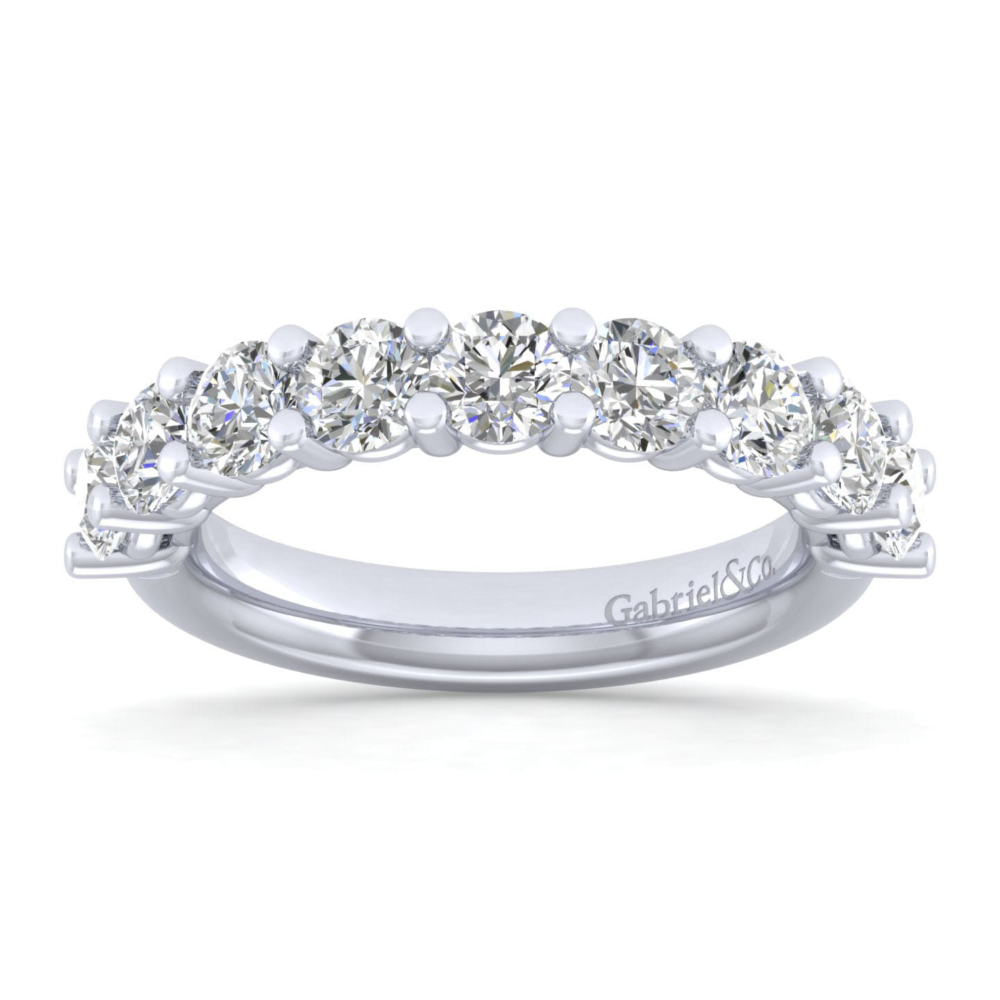 Fancy Wedding Ring in 14k White Gold with Round Natural Diamond at Gabriel & Co. - Shot 5
