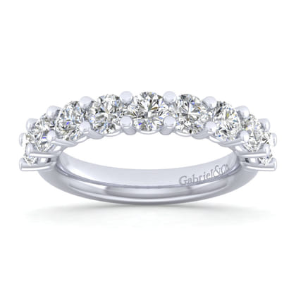 Basque - 14K White Gold 9 Stone Shared Prong Diamond Anniversary Band
