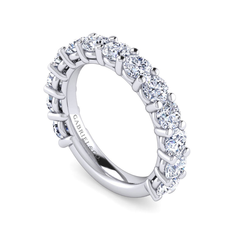 Fancy Wedding Ring in 14k White Gold with Round Natural Diamond at Gabriel & Co. - Shot 3