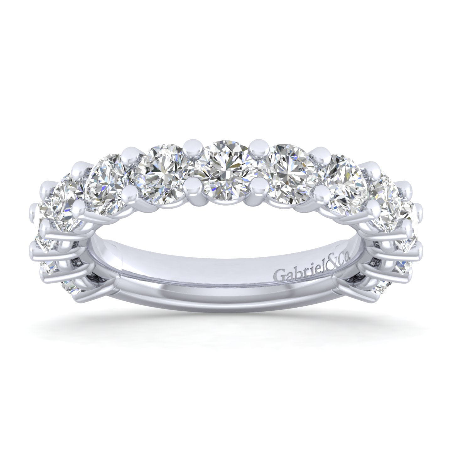 Fancy Wedding Ring in 14k White Gold with Round Natural Diamond at Gabriel & Co. - Shot 5