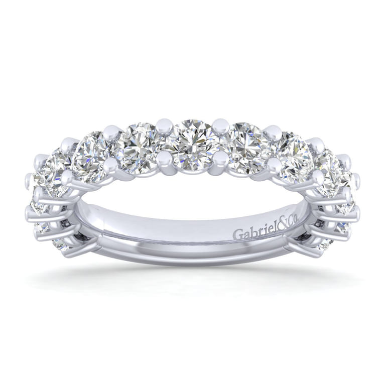 Fancy Wedding Ring in 14k White Gold with Round Natural Diamond at Gabriel & Co. - Shot 5