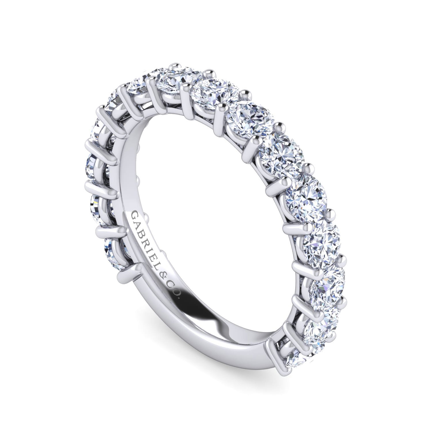 Straight Wedding Ring in 14k White Gold with Round Natural Diamond at Gabriel & Co. - Shot 3