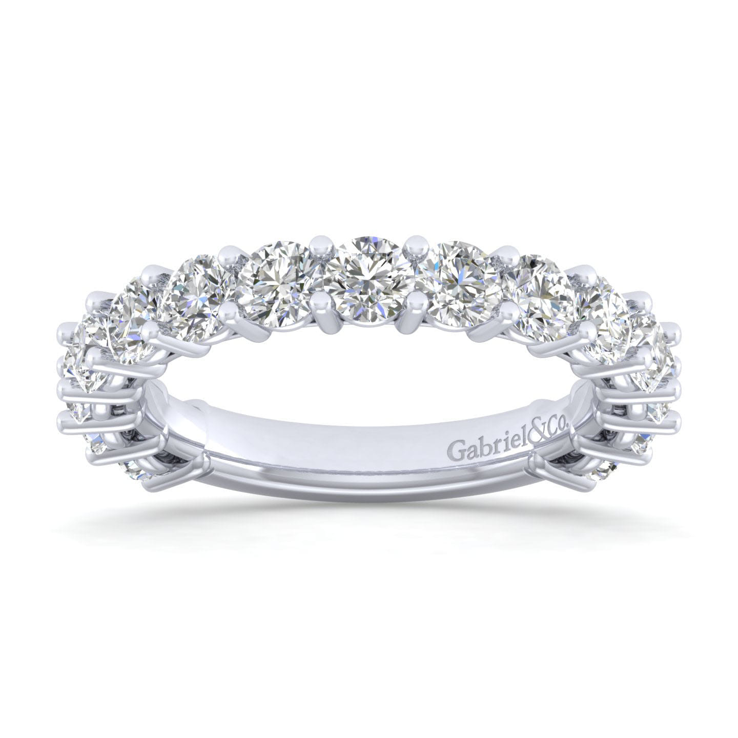 Straight Wedding Ring in 14k White Gold with Round Natural Diamond at Gabriel & Co. - Shot 5