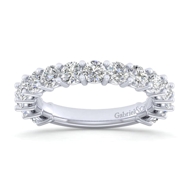 Straight Wedding Ring in 14k White Gold with Round Natural Diamond at Gabriel & Co. - Shot 5