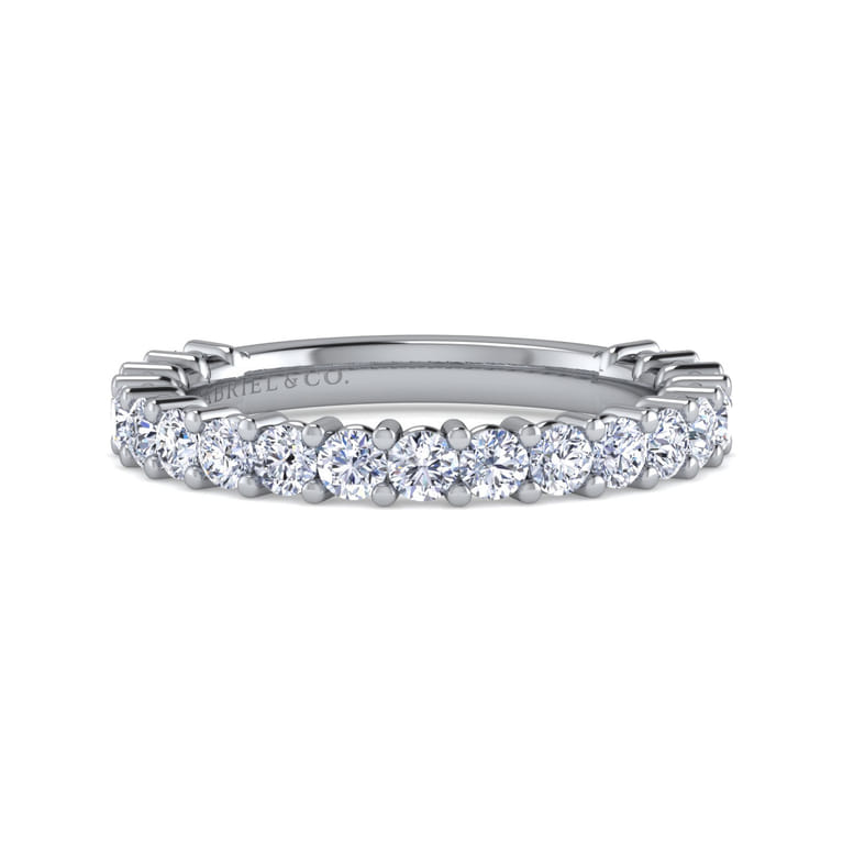Straight Wedding Ring in 14k White Gold with Round Natural Diamond at Gabriel & Co. - Shot 1