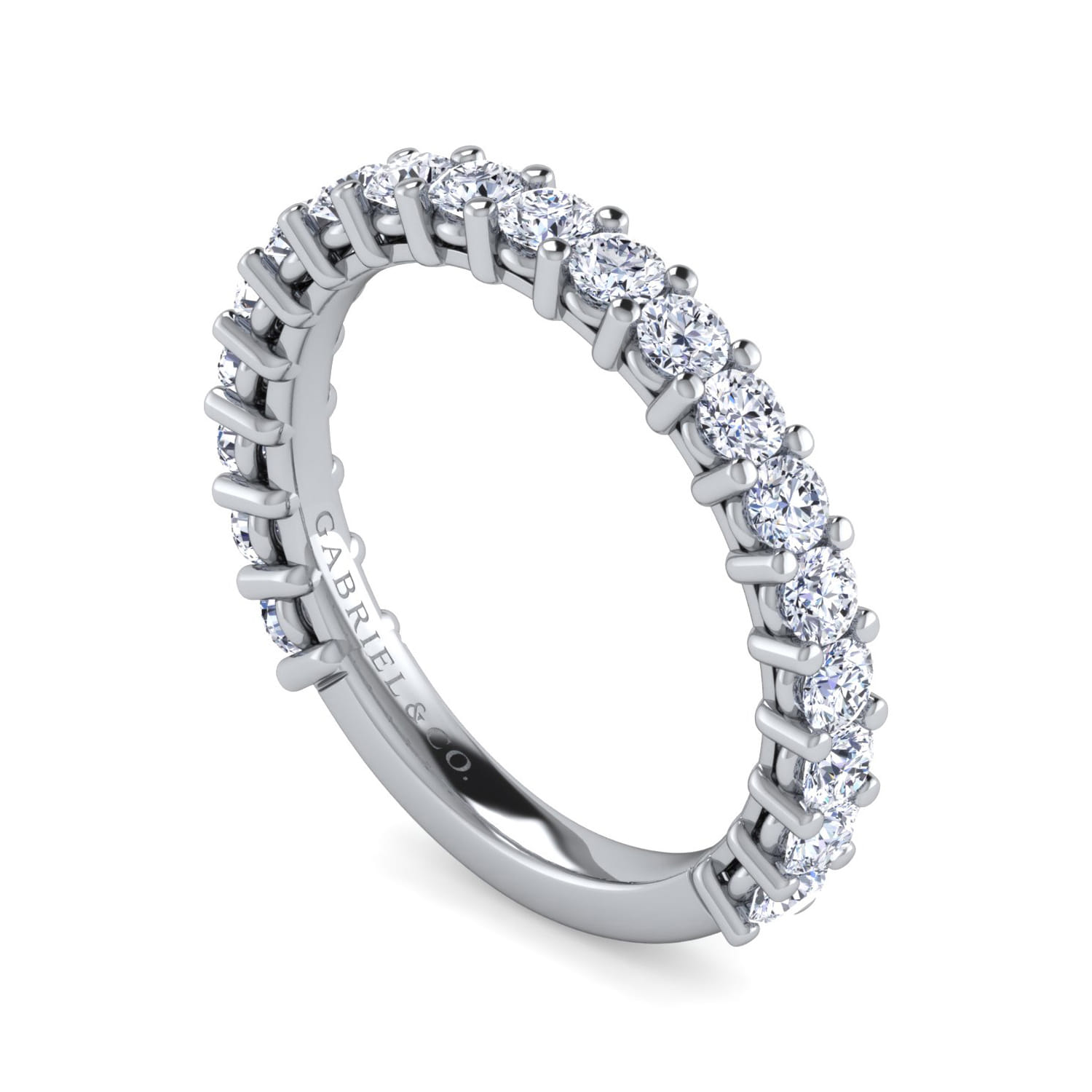 Straight Wedding Ring in 14k White Gold with Round Natural Diamond at Gabriel & Co. - Shot 3