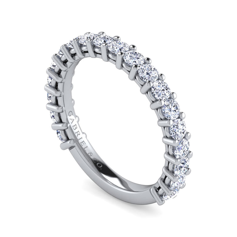 Straight Wedding Ring in 14k White Gold with Round Natural Diamond at Gabriel & Co. - Shot 3